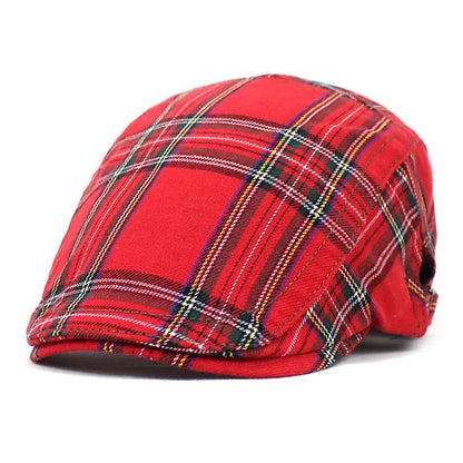 Unisex Plaid Vintage Beret – British Style Newsboy Painter Hat, Adjustable Cap