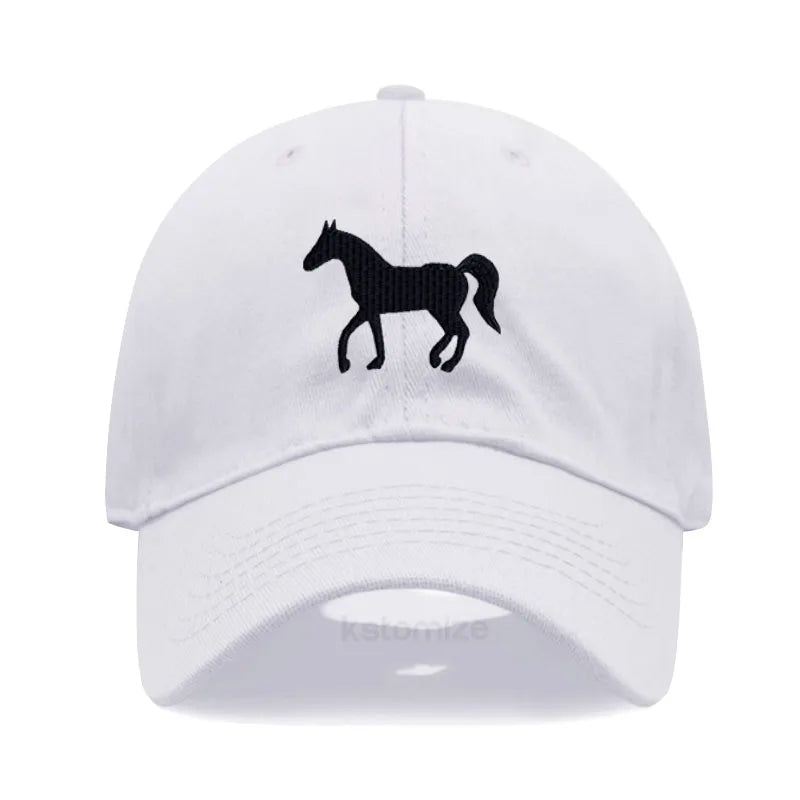 Horse Embroidered Baseball Cap for Women Men Fashion Adjustable Washed Cotton Dad Hat Unisex Classic Golf Caps