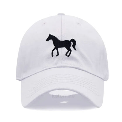 Horse Embroidered Baseball Cap for Women Men Fashion Adjustable Washed Cotton Dad Hat Unisex Classic Golf Caps