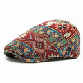 Dad Boho Jacquard Hat Female British Retro Beret Ethnic Style Personalized Geometric Cap Casual Forward Hat Male VisorsGift
