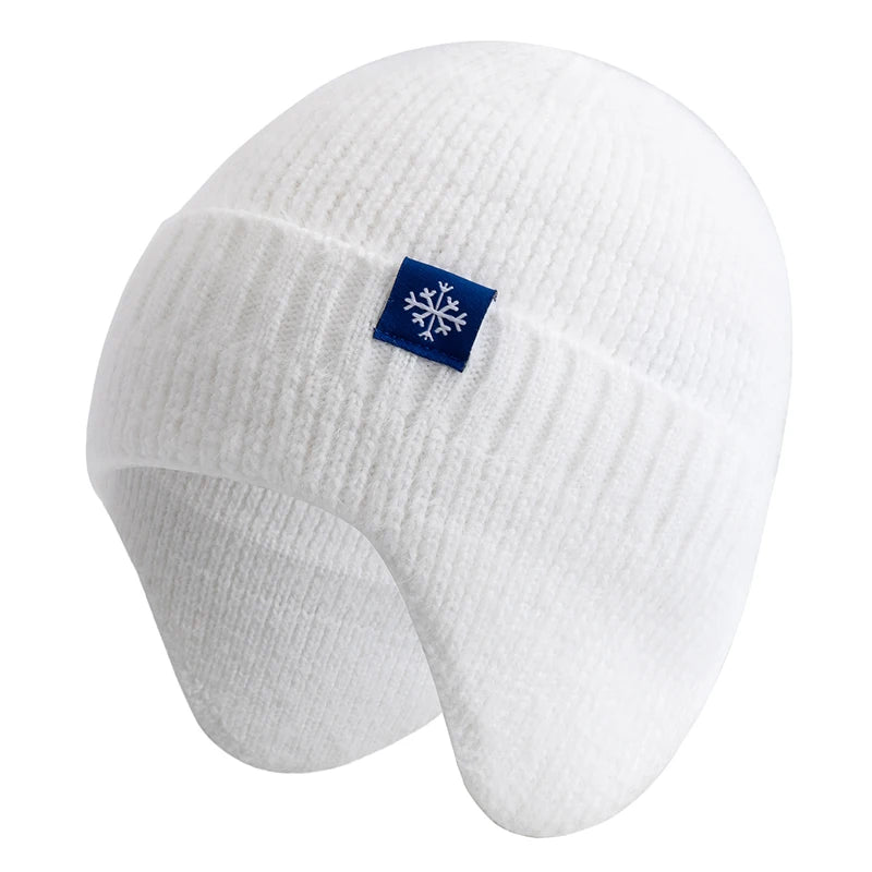 New Women Candy Colors Earflap Winter Hat Fashion Faux Fur Knitted Hat Kpop Style Soft Beanie Hats Female Streetwear Cap