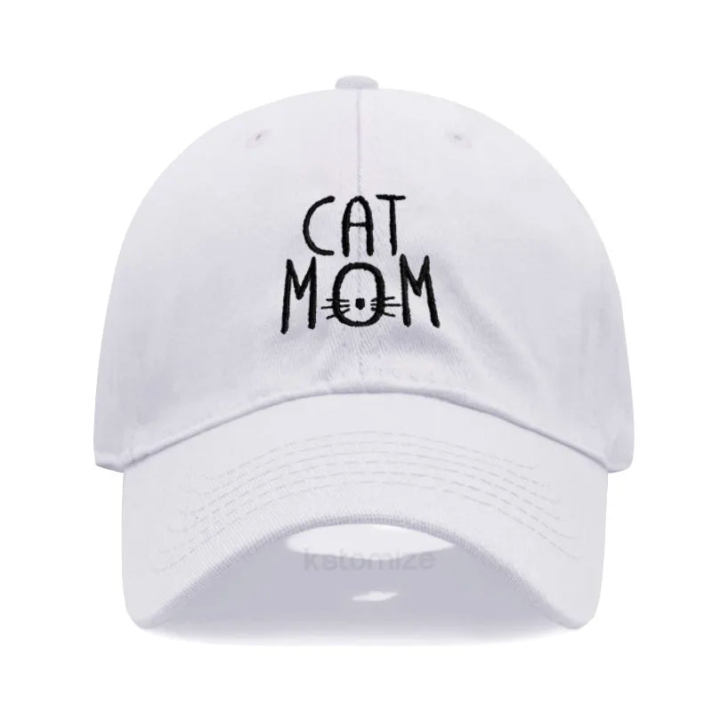 CAT MOM Embroidered Baseball Cap for Women Men Fashion Adjustable Soft Washed Cotton Dad Hat Unisex Classic Golf Caps