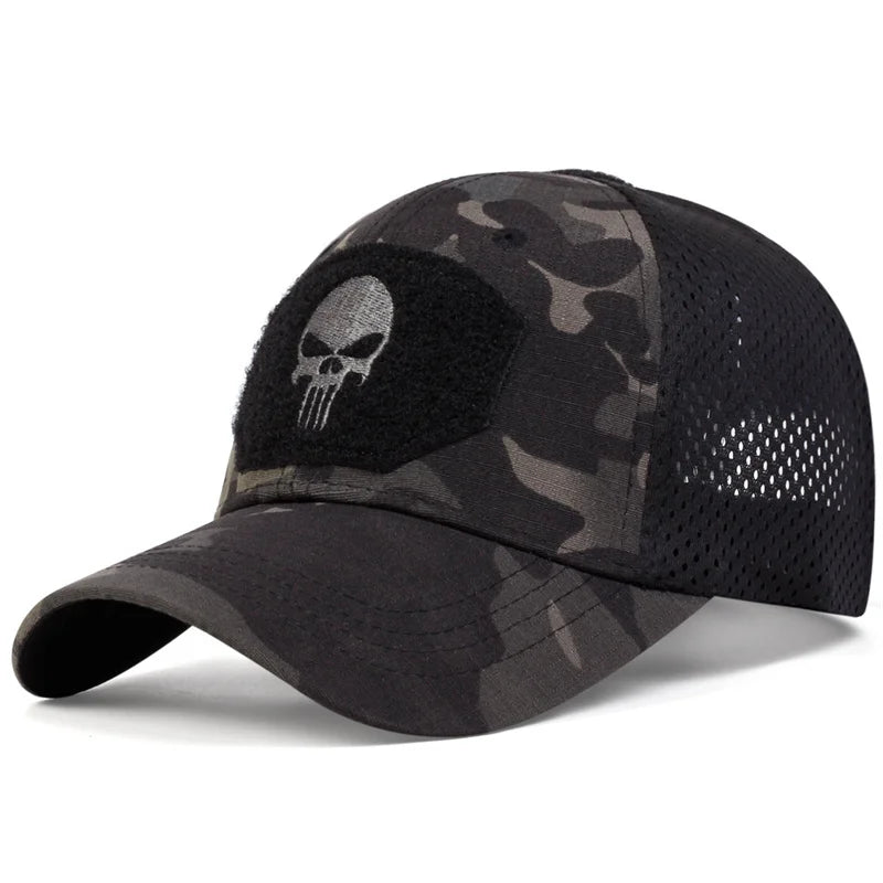 Unisex Camouflage Tactical Baseball Cap – Mesh Breathable Outdoor Fishing Hunting Snapback Hat