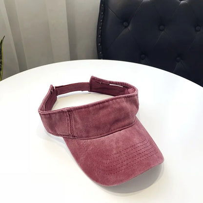Summer Sun Hats Washed Cotton Empty Top Cap Women Men Sports Travel Beach Hat Solid Color Sunscreen Anti Uv Visor Golf Caps