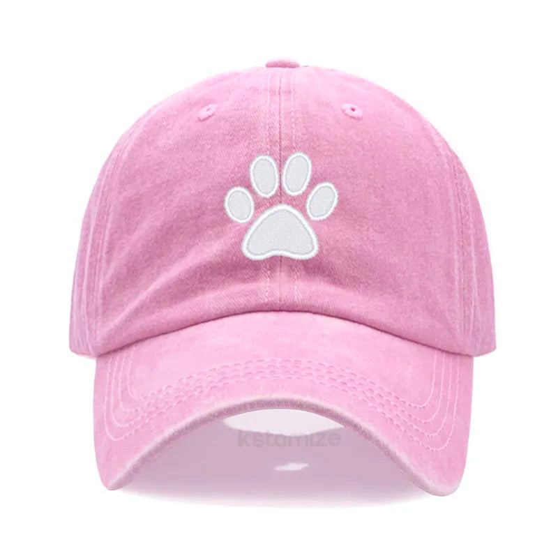 Dog Paw Embroidered Baseball Cap for Women Men Fashion Adjustable Washed Cotton Dad Hat Unisex Classic Golf Caps