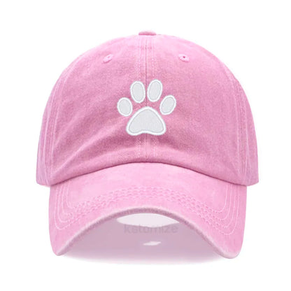 Dog Paw Embroidered Baseball Cap for Women Men Fashion Adjustable Washed Cotton Dad Hat Unisex Classic Golf Caps