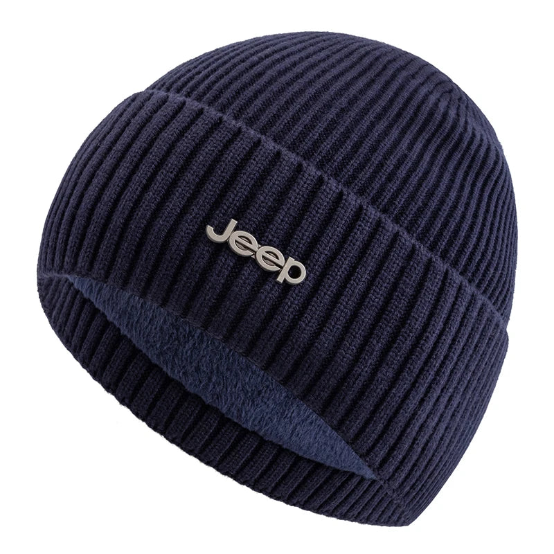 New Style Unisex Jeep Winter Hat Fur Lined Warm Classic Hat Cap Soft Beanie Hats For Men Women Thicken Ski Sports Knitted Hat