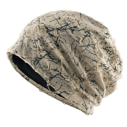 Distressed marble print Beanie Men Unisex Vintage Streetwear Hip Hop Hat Women's Spring Fall Knit Cap For Casual Sport