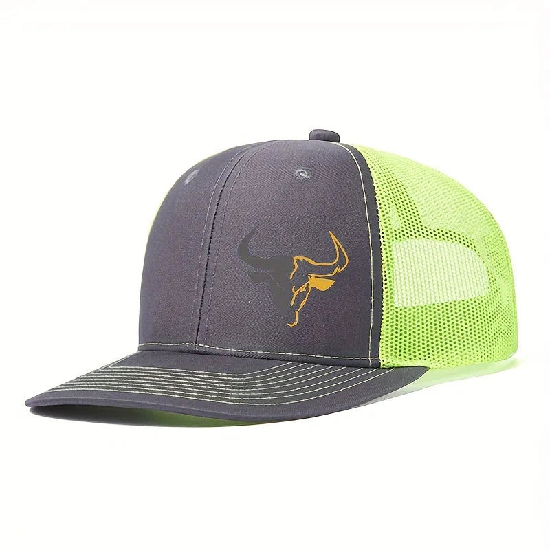 Bull Head Print Breathable Mesh Hats Summer Richardson Truck Driver Hat Men Women Outdoor Baseball Cap Fishing Peaked Caps