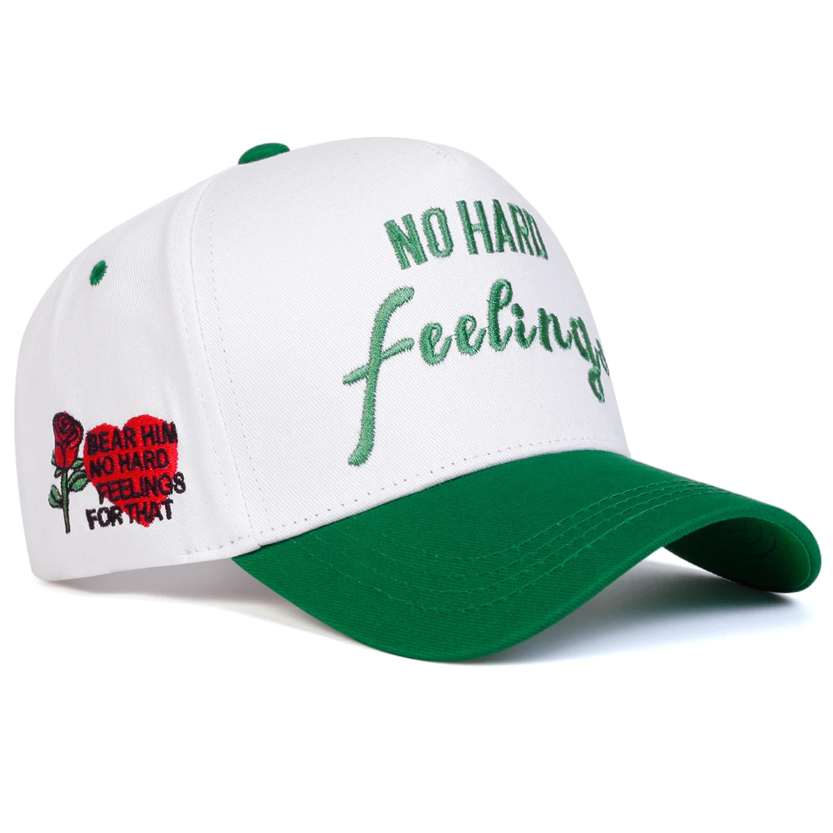 Unisex NO HARD FEELINGS Embroidery Side Love Rose Baseball Caps Spring And Autumn Outdoor Adjustable Casual Hats Sunscreen Hat