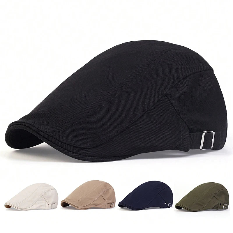 Men Light Board Solid Color Berets Newsboy Caps Hip Hop British Painters Hats Spring and Summer Adjustable Flat Cap