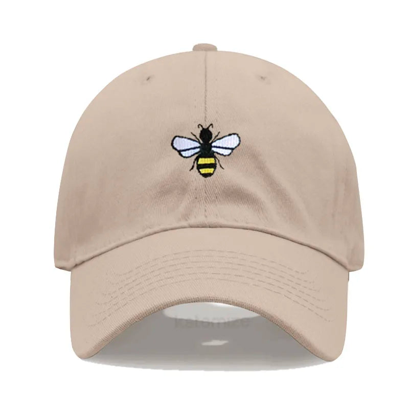 Washed Cotton Honeybee Embroidery Baseball Caps for Men Women Dad Hat Adjustable Snapback Cap Wholesale Dropshipping