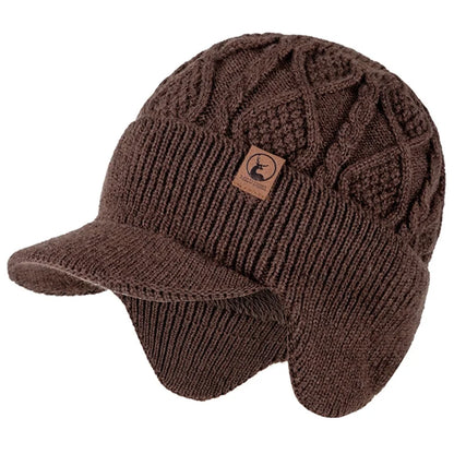 Hot Sale Winter Warm Hat With Earflap Plush Fur Lined Knit Cap Stylish Soft Beanie Hat For Man&Women Outdoor Thick Hat