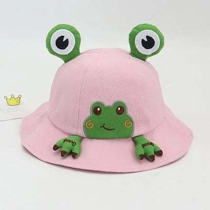 Spring Summer Baby Cartoon Frog Bucket Hat Kids Cute Cotton Infant Boys Girls Fisherman Cap Toddler Children Panama Sun Hats