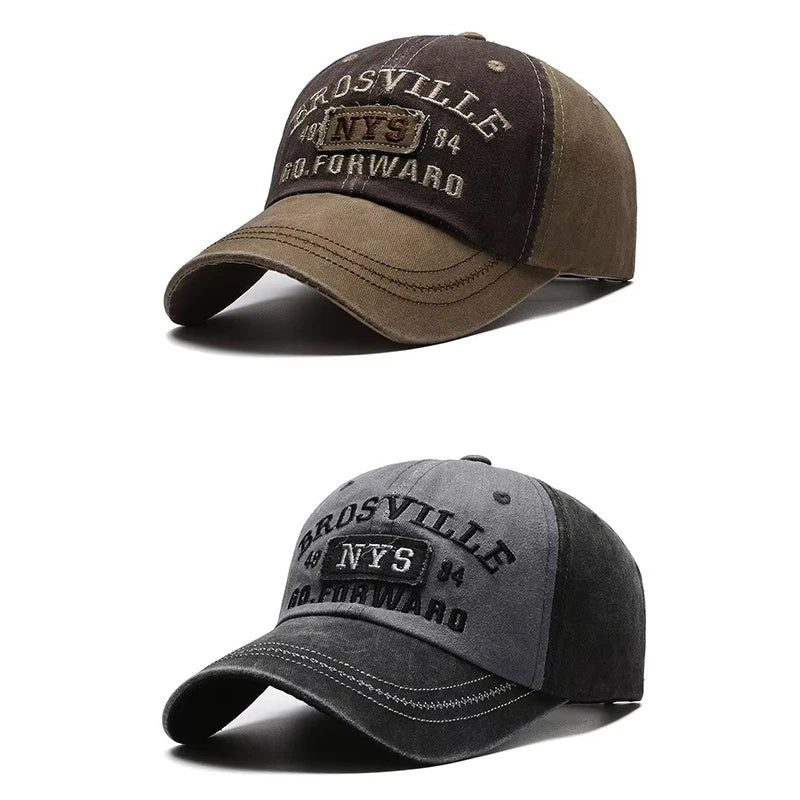 Men’s Washed Embroidered Baseball Cap Curved Brim Casual Adjustable Sun Hat