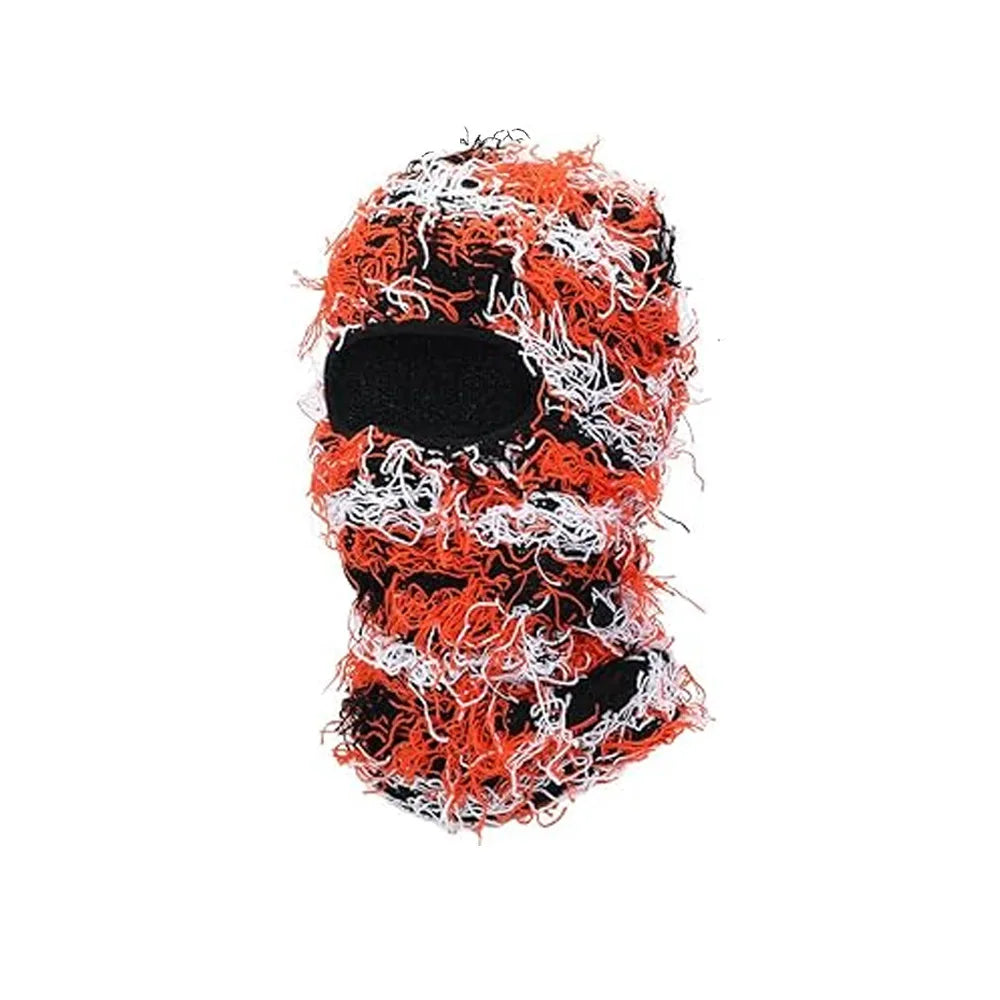 New Fuzzy Balaclava Hat Full Face Cover Ski Mask Knitted Beanies Distressed Winter Windproof Warm Bicycle Neck Camouflage Cap