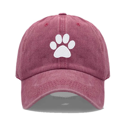 Dog Paw Embroidered Baseball Cap for Women Men Fashion Adjustable Washed Cotton Dad Hat Unisex Classic Golf Caps