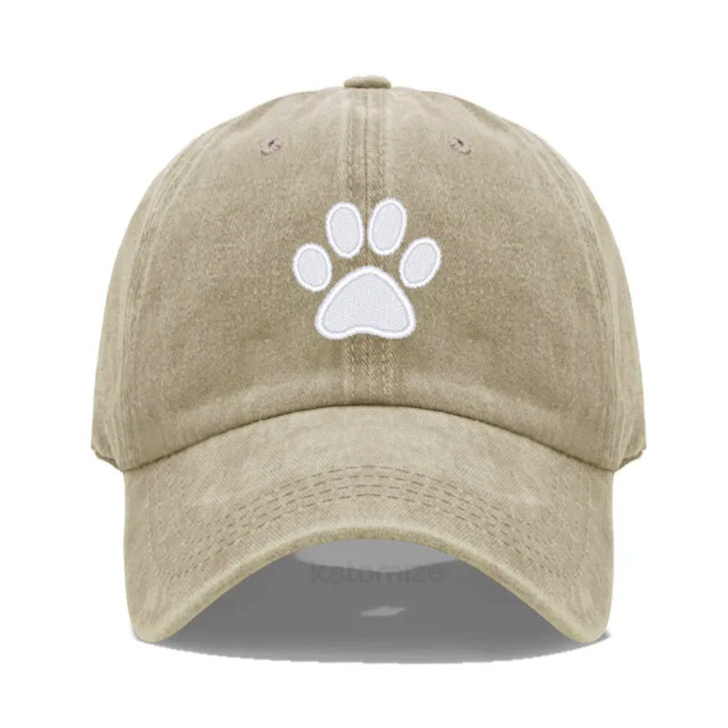 Dog Paw Embroidered Baseball Cap for Women Men Fashion Adjustable Washed Cotton Dad Hat Unisex Classic Golf Caps