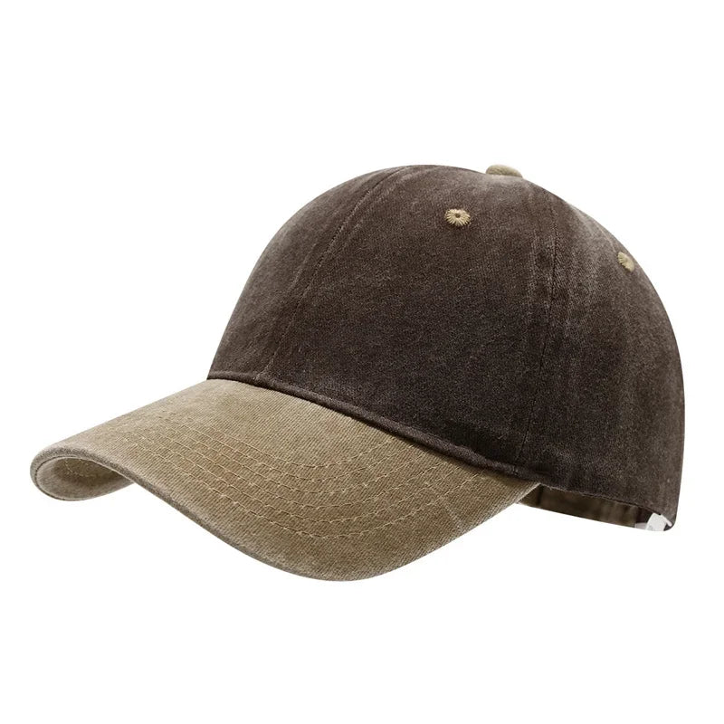 Unisex Vintage Washed Baseball Cap – Color-Matched Adjustable Casual Streetwear Soft Sun Hat for Summer Outdoor Sports