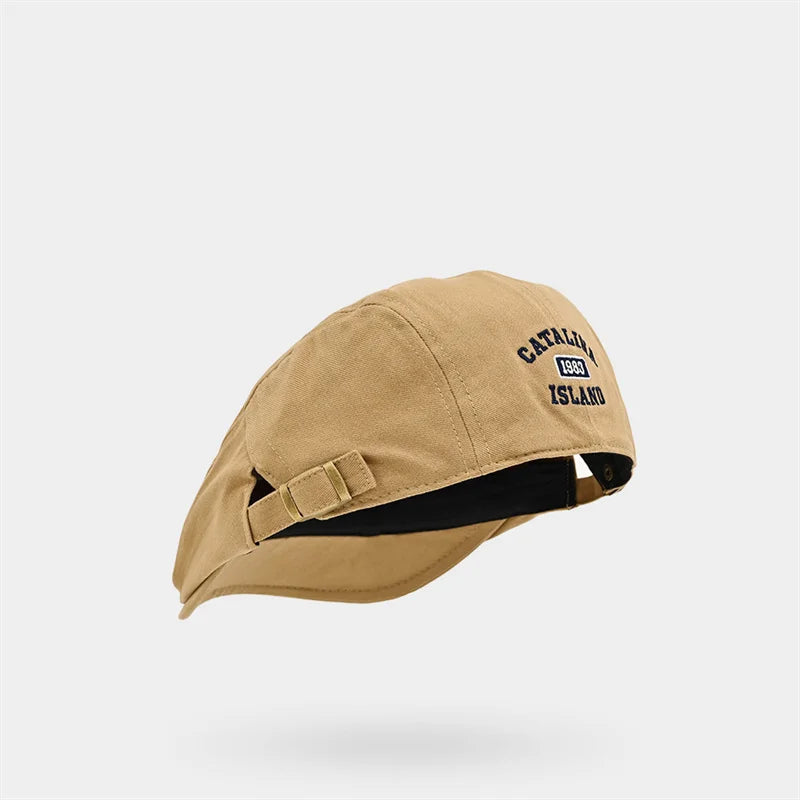 Unisex Letter Embroidery Beret Flat Cap – Vintage Cotton Gatsby Newsboy Hat