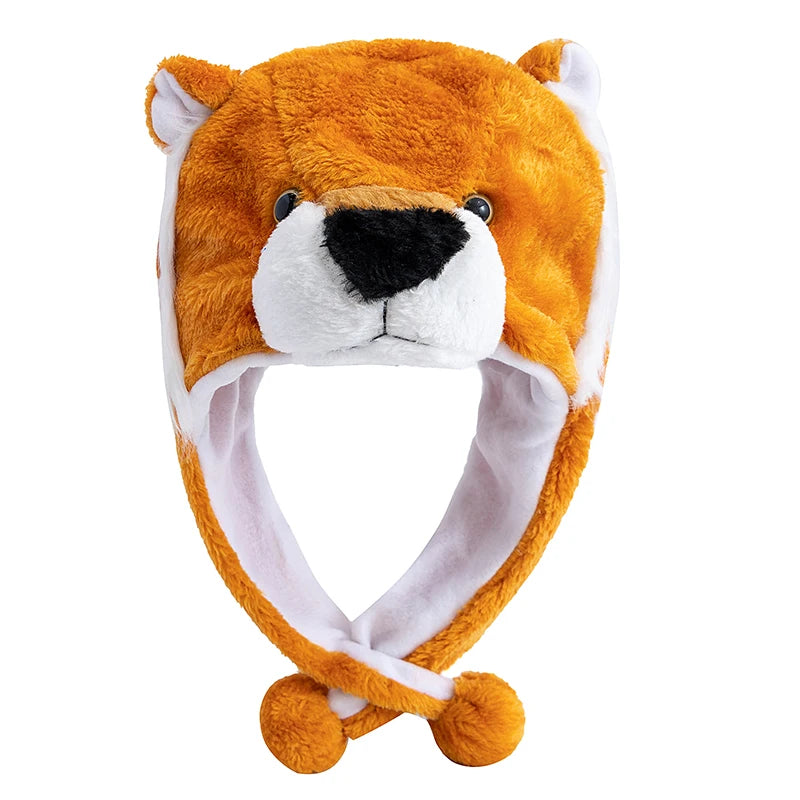 Hot Sale Unisex Funny Bulls Head 3D Animal Style Decorative Hat Winter Cap For Men Women Plush Fur Lovely Family Hat