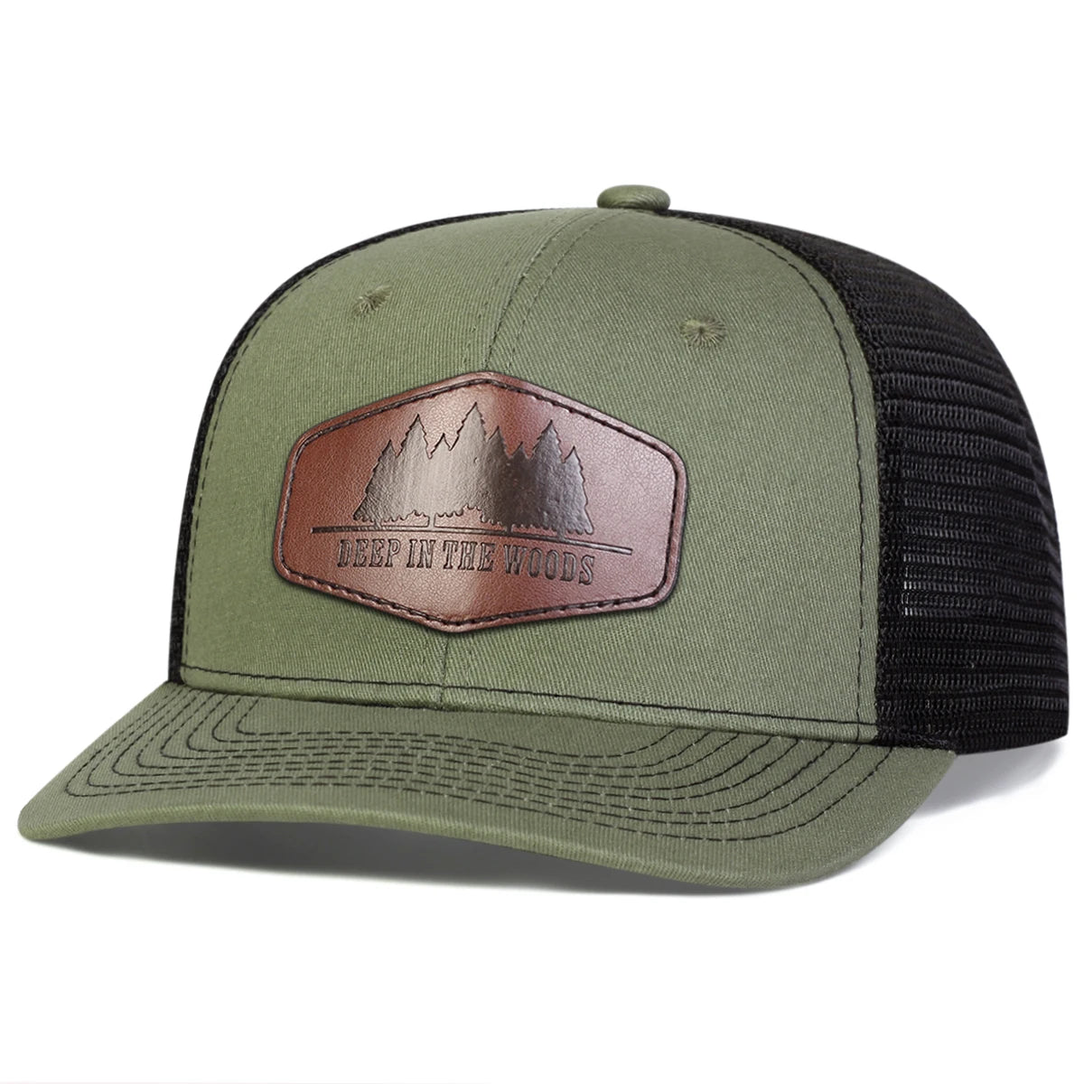 Unisex DEEP IN THE WOODS Leather Label Baseball Net Caps Spring and Summer Outdoor Adjustable Casual Hats Sunscreen Hat