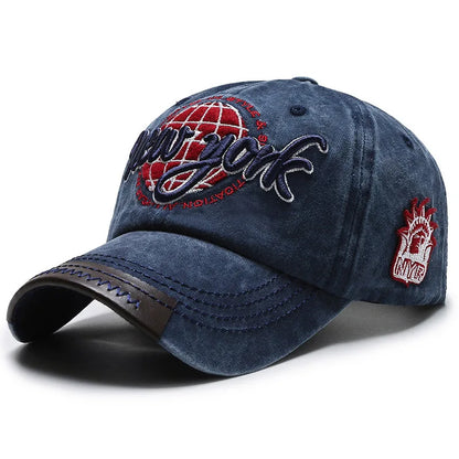 Vintage New York Embroidered Baseball Cap Soft Washed Dad Hat Letter Embroidery Washed Vintage Duckbill Cap