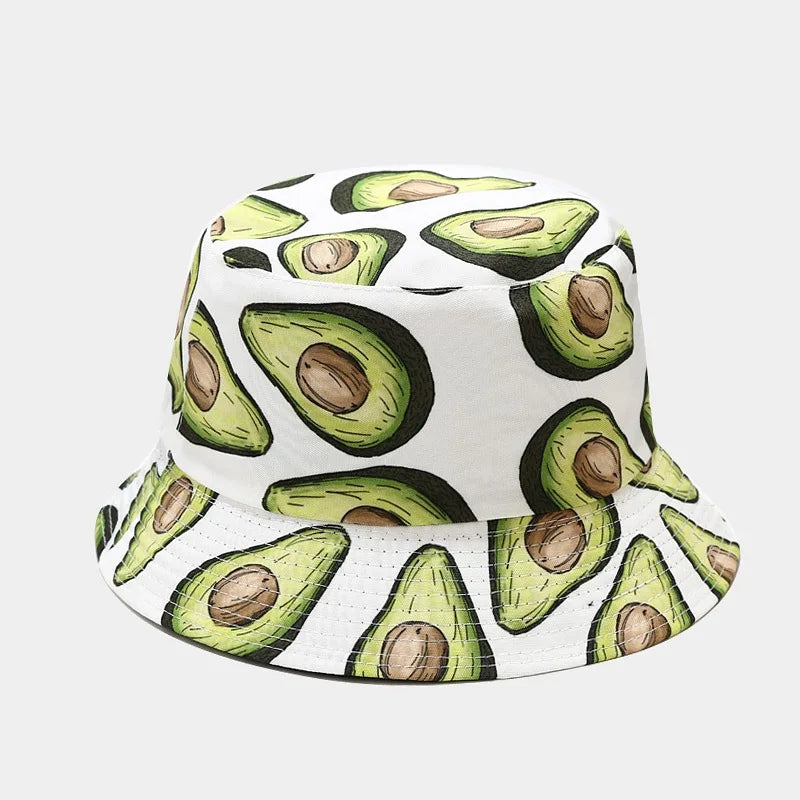 Creative Printed Fruit Pattern Bucket Cap Unisex Outdoor Leisure Fisherman Hat Summer Beach Uv Protection Sun hats Panama Bob