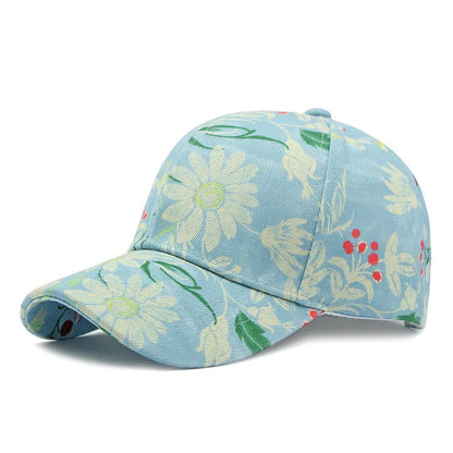 Boho Tropical Print Baseball Cap Women Outdoor Washed Denim Cap Female Fashion Visor Bohemian Jeans Men Sport Street Sun Hats