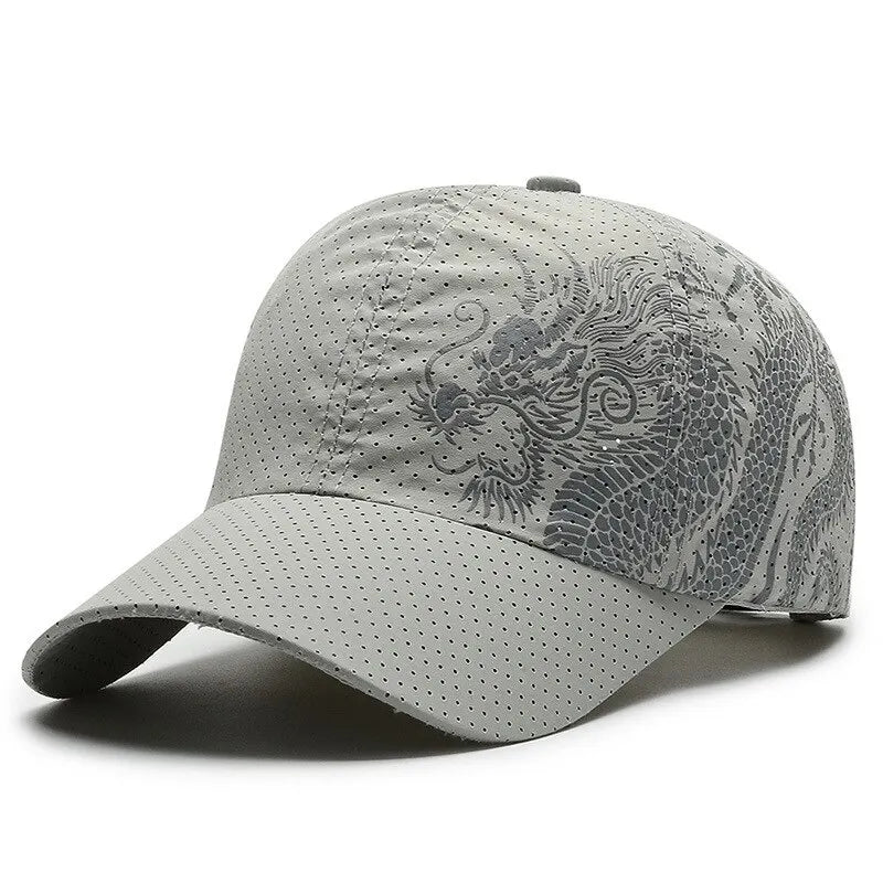Unisex Dragon Print Baseball Cap – Quick-Dry Polyester Sun Protection Outdoor Hat