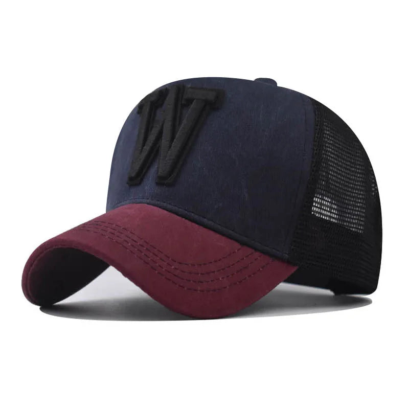 Fashion New Women Men Mesh Baseball Cap Male Lady Breathable W Embroidery Snapback Hats Unisex Trucker Hats Cap For Women Men