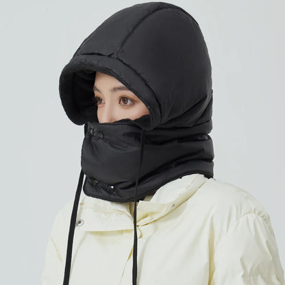 New Style Windproof Hats Plush Fleece Lined Warm Winter Cap Hooded Full Cover Waterproof Hats For Women Solid Color Winter Hats