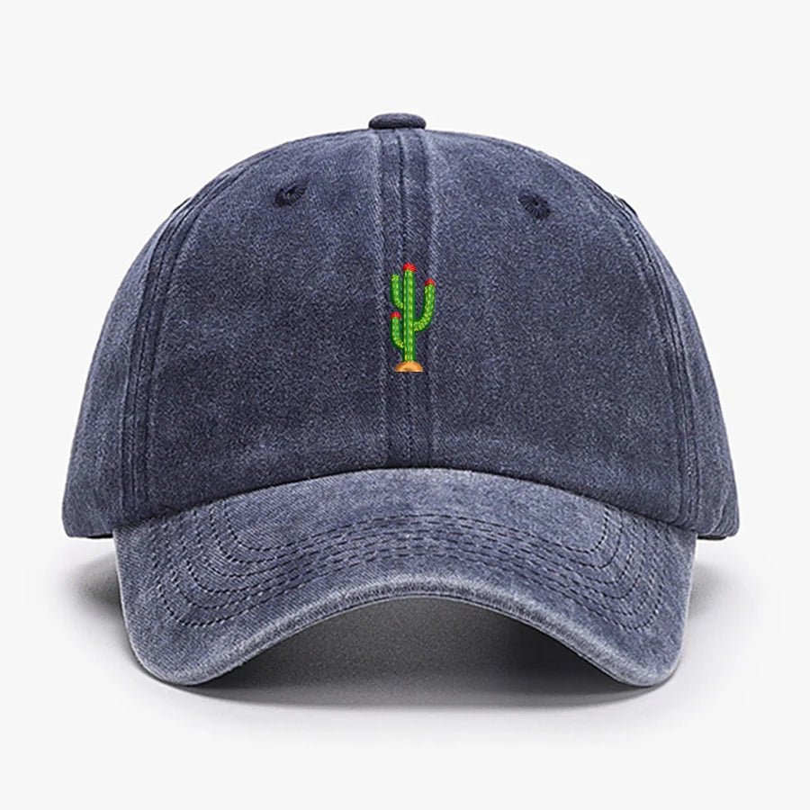 Mini Cactus Embroidery vintage soft Baseball caps Men Women Water Washed Hat Sports Fishing Dad Visor Summer Autumn Peaked cap