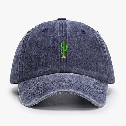 Mini Cactus Embroidery vintage soft Baseball caps Men Women Water Washed Hat Sports Fishing Dad Visor Summer Autumn Peaked cap