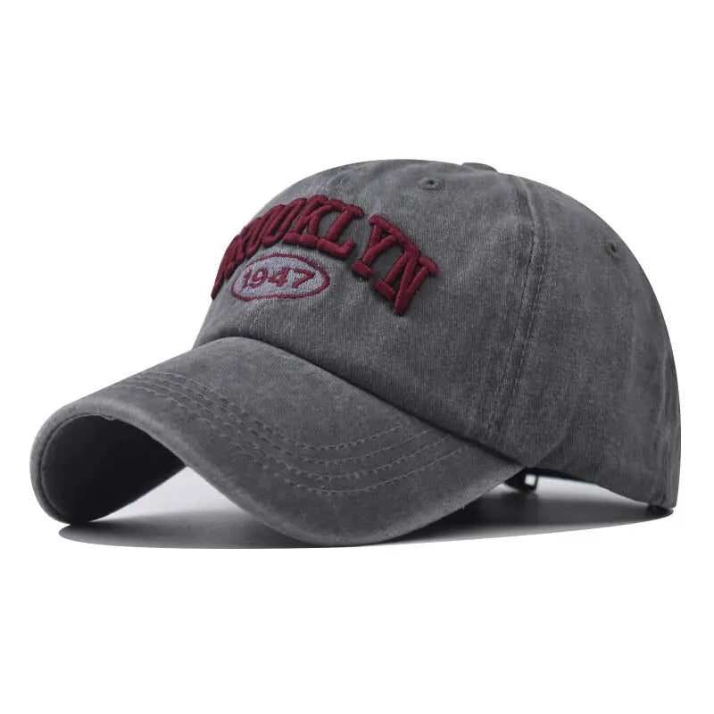 Unisex Brooklyn Embroidered Baseball Cap Cotton Korean Style Hip-Hop Casual Hat