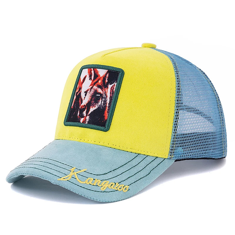 New Summer Animal Trucker Hat Polar Bear Pattern Patch Design Suede Baseball Cap Outdoor Sports Streetwear Cap For Men Women ﻿