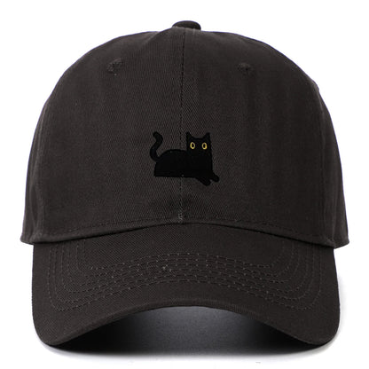 New Cute Cat Embroidery Soft Top Baseball Cap Men and Women Summer Visor Outdoor Hip Hop Dad Hat Black
