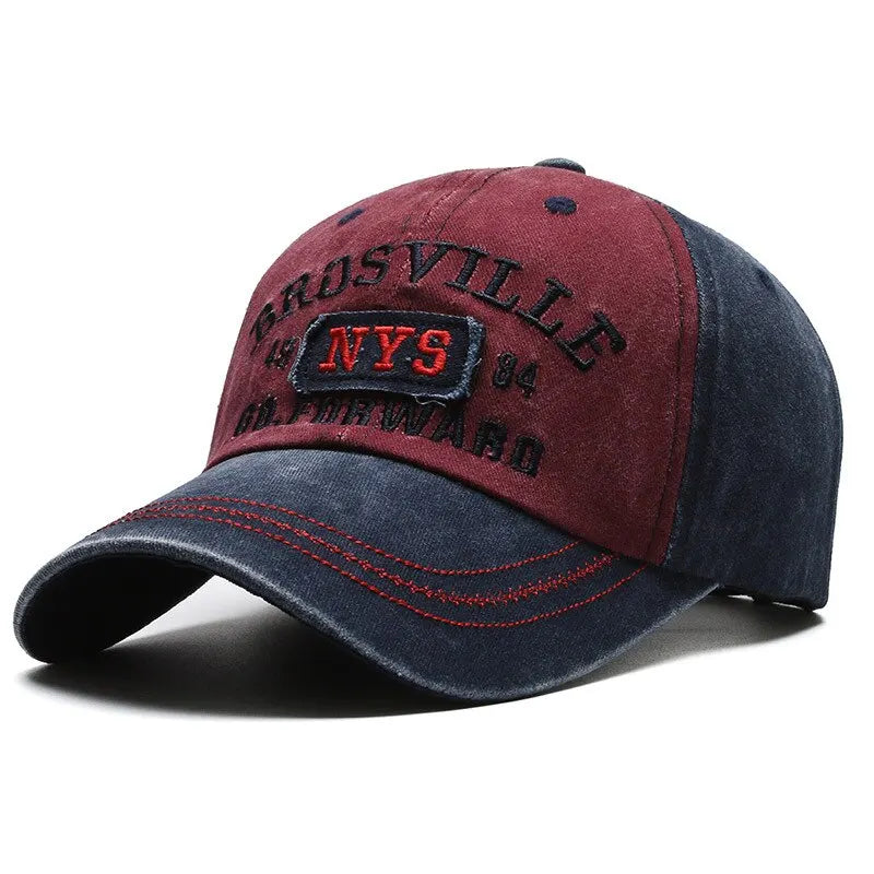 Men’s Distressed Washed Cotton Baseball Cap Embroidered Casual Sun Protection Hat