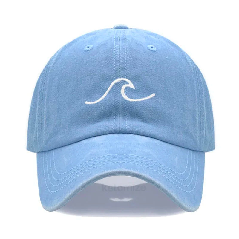 Men's Baseball Cap Women's Washed Cotton Waves Embroidery Embroidery Dad Hat Sport Golf Caps For Man Sun Hats Dropshipping
