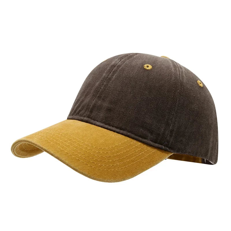 Unisex Vintage Washed Baseball Cap – Color-Matched Adjustable Casual Streetwear Soft Sun Hat for Summer Outdoor Sports