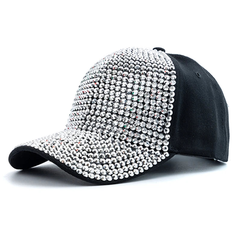 New Women Diamond Inlay Cap Simple Plain Baseball Cap Female Adjustable Casual Outdoor Streetwear Fashion Hat
