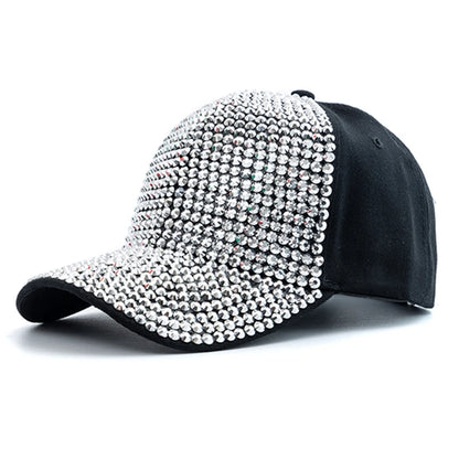 New Women Diamond Inlay Cap Simple Plain Baseball Cap Female Adjustable Casual Outdoor Streetwear Fashion Hat