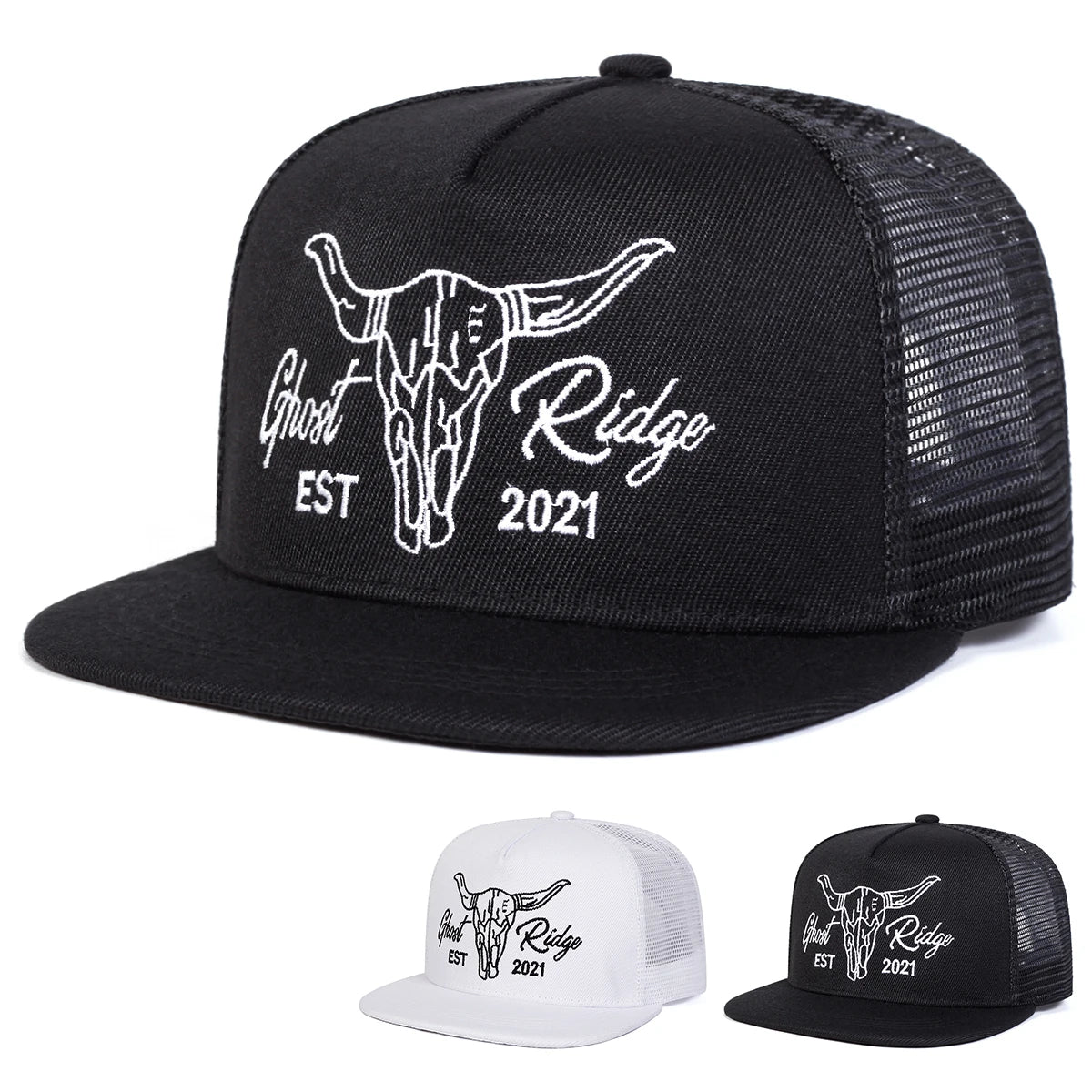 Unisex Ox Head Letter Embroidery Hip-hop Net Hats Spring Summer Outdoor Adjustable Casual Baseball Caps Sunscreen Hat