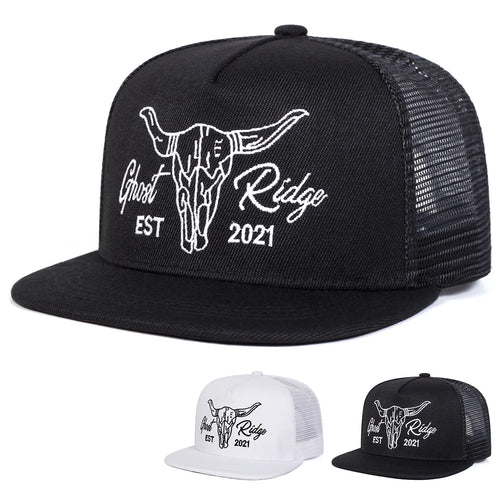 Unisex Ox Head Letter Embroidery Hip-hop Net Hats Spring Summer Outdoor Adjustable Casual Baseball Caps Sunscreen Hat