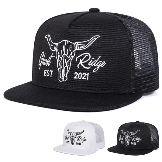 Unisex Ox Head Letter Embroidery Hip-hop Net Hats Spring Summer Outdoor Adjustable Casual Baseball Caps Sunscreen Hat