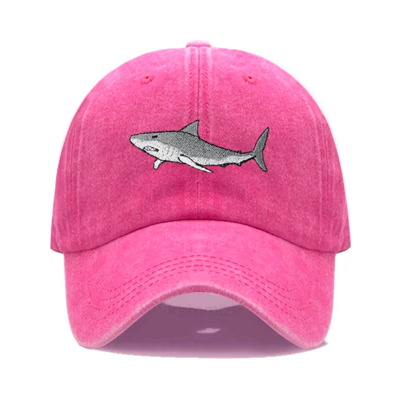 Animal Shark Embroidered Baseball Cap for Women Men Fashion Adjustable Washed Cotton Dad Hat Unisex Classic Golf Caps