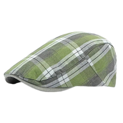 Spring Summer Dopamine Plaid Beret Duck Tongue Forward Hat British Style Visor Summer Hats for Women Men Sun Hats Dad's Hat Gift