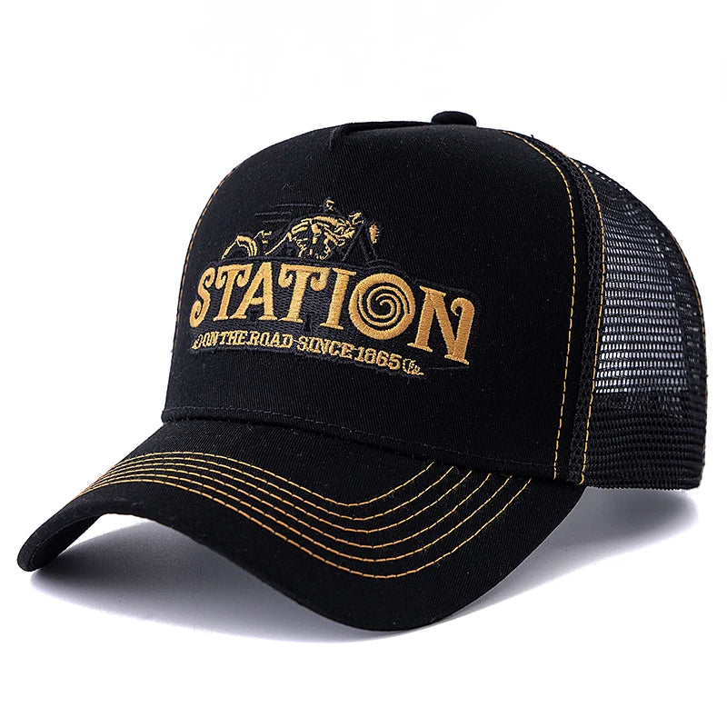 Unisex Mesh Trucker Hat Summer Breathable Cap Embroidery Letter Pattern Streetwear Baseball Cap
