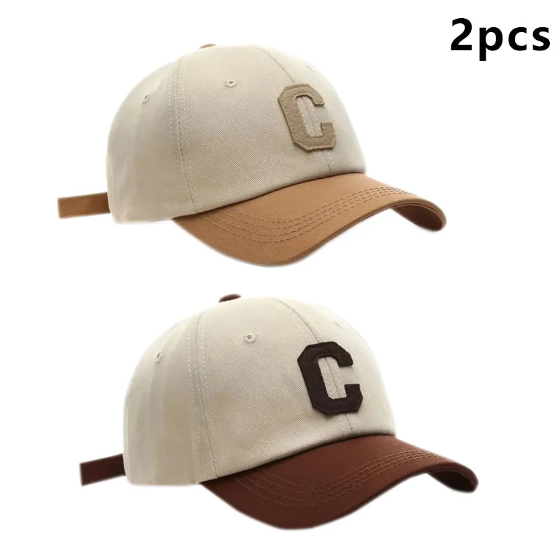 Unisex Letter “C” Patch Baseball Cap – Color Block Fashion Sun Visor Hat (Couple Style, Summer Outdoor)