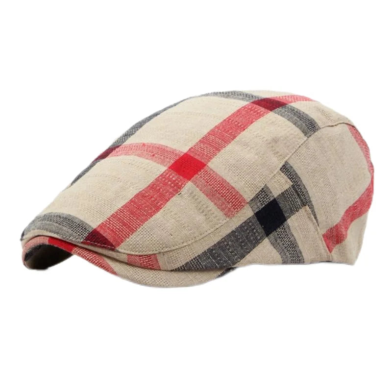 Spring Summer Dopamine Plaid Beret Duck Tongue Forward Hat British Style Visor Summer Hats for Women Men Sun Hats Dad's Hat Gift